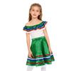 Girls Mexican Dress Set Off Shoulder Ruffled Top Elastic Waistband Lace Ribbon Trim Skirt