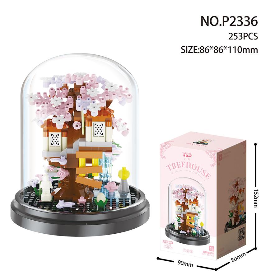 Four Seasons Mini Tree House Building Blocks Kids Toys 3D Puzzle Assembly Building Toys Tabletop Decorations