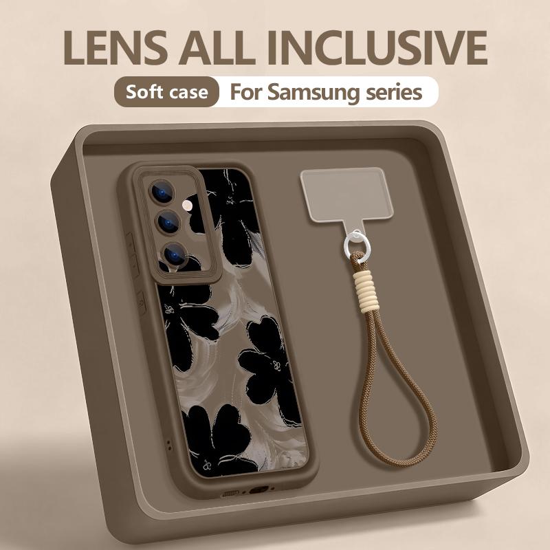 Wrist Lanyard Phone Case For Samsung Galaxy S26 S24 S25 Ultra S23 S25 FE A57 A17 A56 A16 A55 A54 A15 A25 Floral Print Back Cover