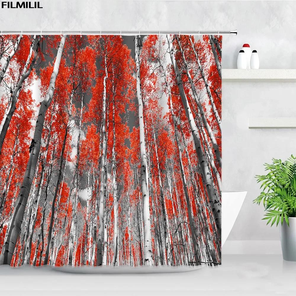 

Blooming Pink Gray Forest Flowers Shower Curtain Cherry Blossoms Park Spring Floral Trees Road Landscape Scenic Bathroom Decor 90x180cm-35x70in