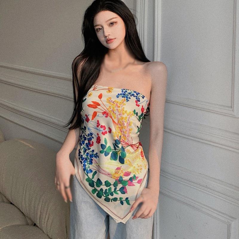 

Квадратный шарф для девочек, шелковый шарф, ветровой карман для живота, женский пояс с принтом, квадратный шарф, бюстгальтер на бретельках, топ