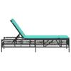 Sun Lounger with Cushions Black Poly Rattan