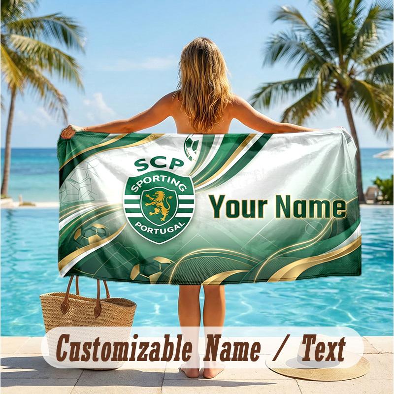 Custom Text Beach Towel, Soft Absorbent Swimming Multi-use TowelSporting CP