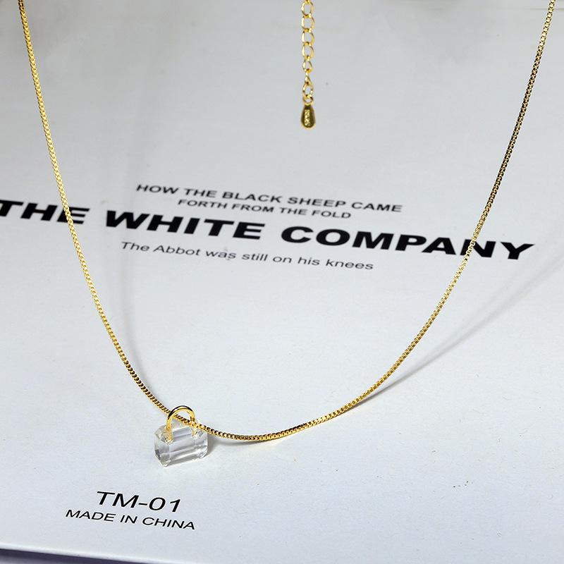 Exquisite Simple Popular Zircon Clavicle Chain Transparent Bag Pendant Necklace Clavicle Chain Wild Party Ladies Jewelry