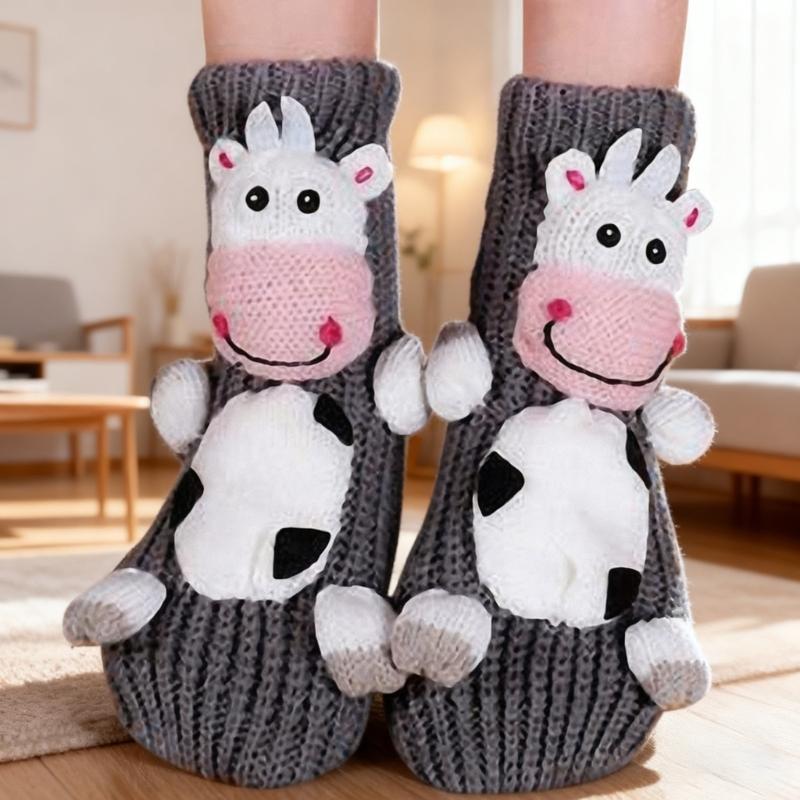 3D Strick Tier Socken, Plüschtiere Kuschel Socken, Lustige Neuheiten Winter Warm Handgehäkelte Socken Weihnachtsgeschenke für Frauen