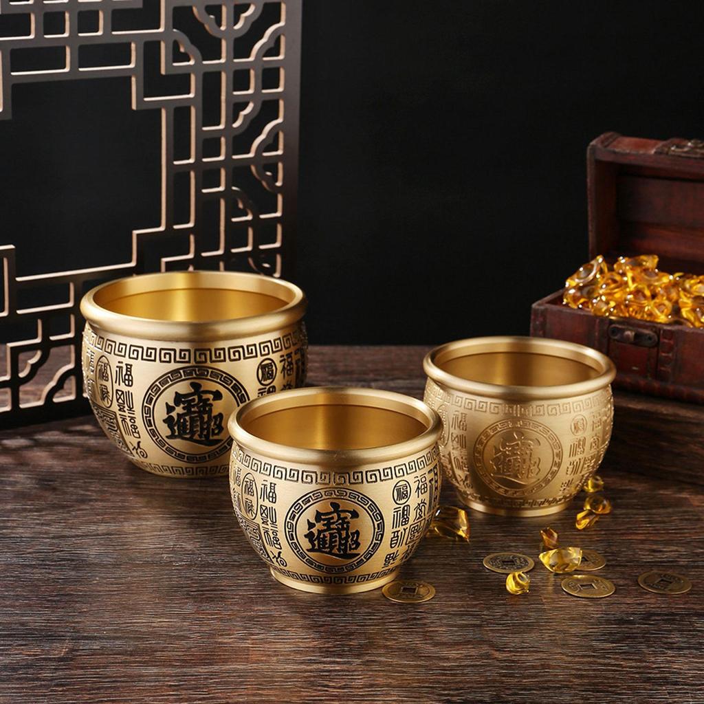 Brass Feng Shui Treasure Bowl, Fortune Sturdy, Creative And Decorative, Desktop Ornament for .