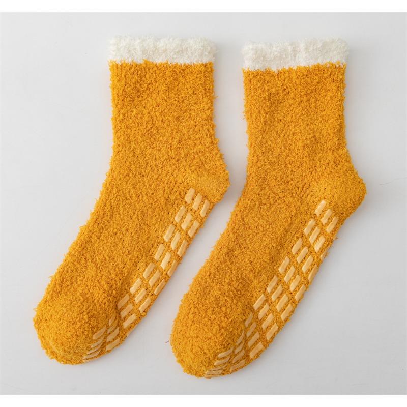 

Нелиняющие носки из кораллового флиса, женские носки-тапочки, нескользящие домашние носки-полуфлис для пола, носки для сна 1 pair