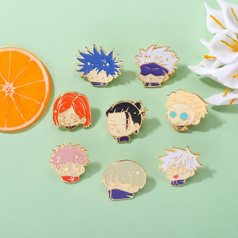 Stylish And Colorful Alloy Enamel Pin Badge Of Jujutsu Kaisen Characters For Casual Wear And Personal Accessories