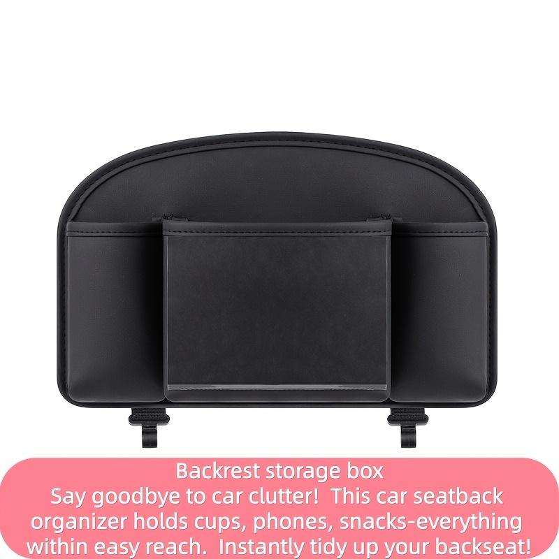 Car Seat Back Organizer with 2 Strong Hooks - Built-In Tissue Holder, Cup Holder & Phone Pocket, Practical Car Storage Accessory