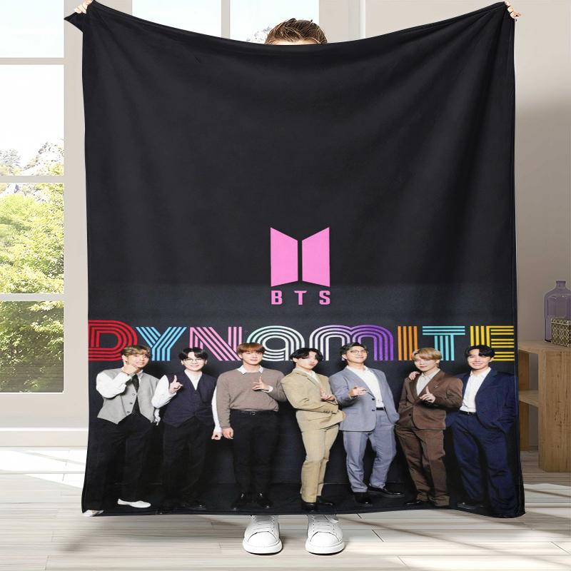 Fashion B-BTS Kpop Flannel Blanket,Ultra Soft Warm Plush Throw for Home Bedroom Bed Sofa Cover Office Camping Picnic gift