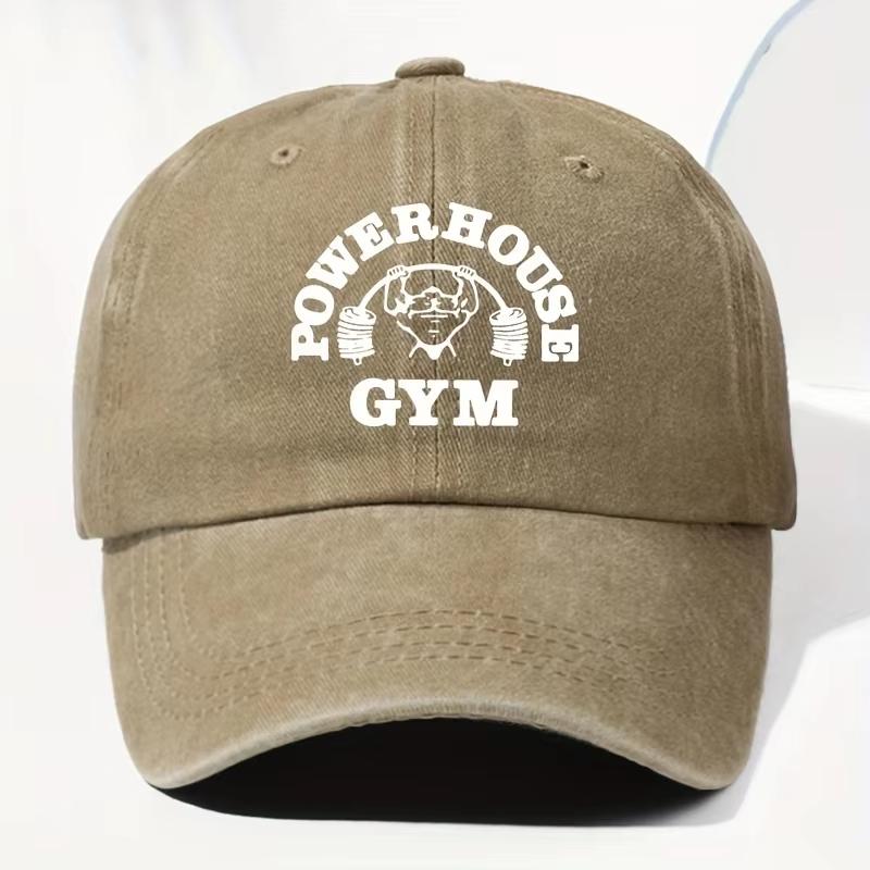 Unisex POWERHOUSE GYM Printed Vintage Washed Baseball Capadjustable Design Suitable for All Seasons for Outdoor and Daily Wear