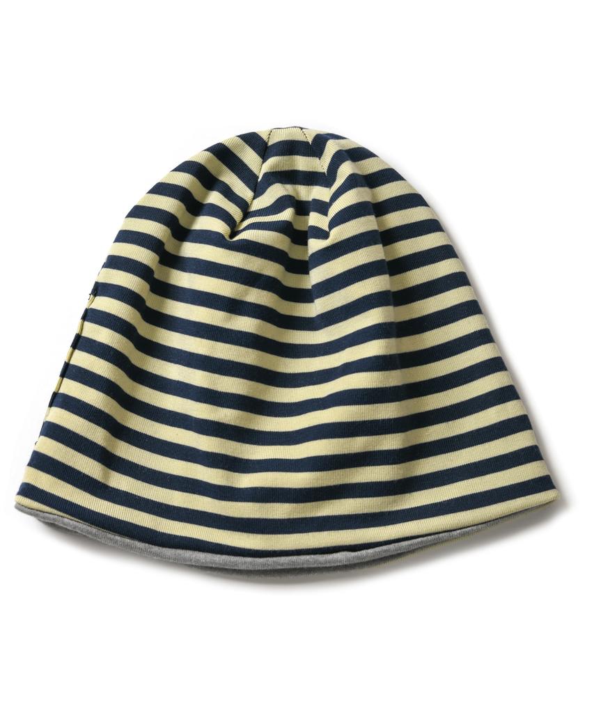 AMOU Reversible Stripe Beanie Gray