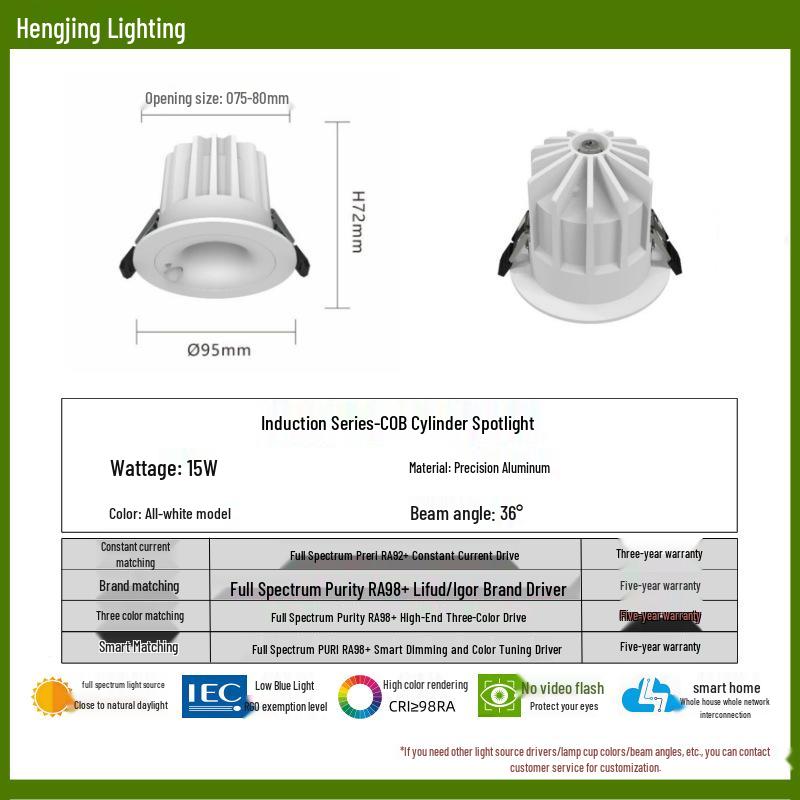 Full-Spectrum Anti-Glare Human Sensor Downlight for Home and Hotel Corridors
