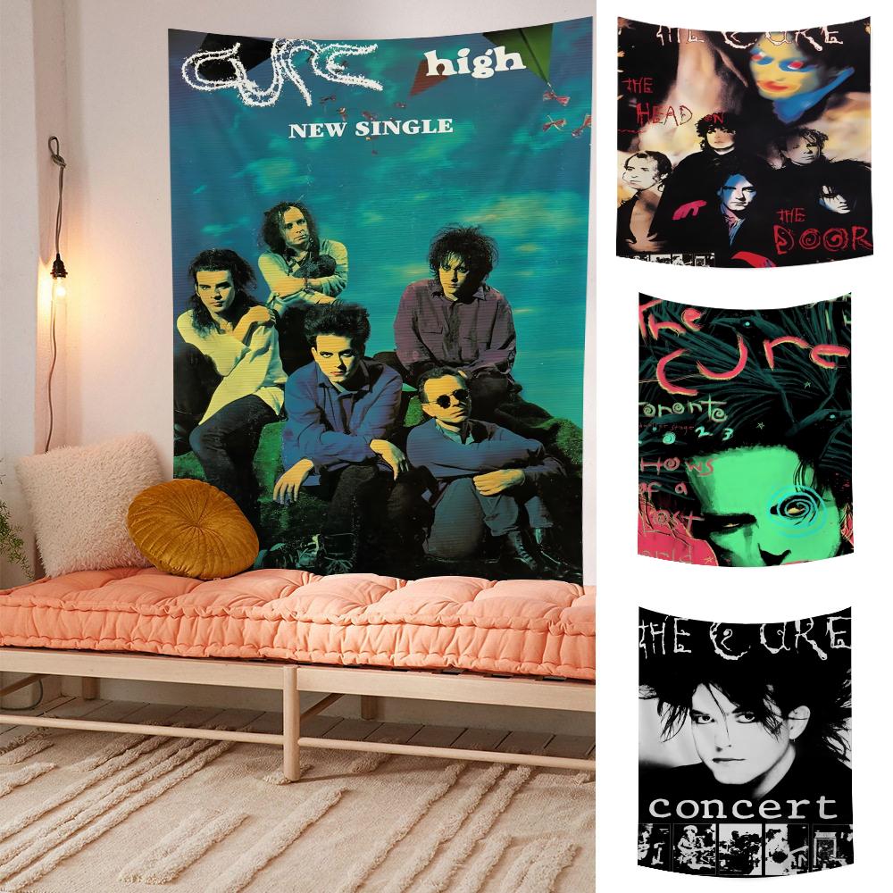 Music Rock Band THE CCURE Tapestry Microfiber Wall Hanging For Bedroom Living Room Decor Outdoor Festival Garden Bar Background