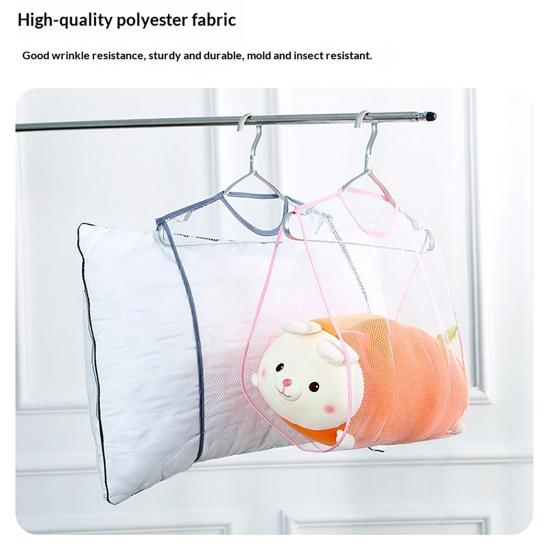 Hanging Pillow Drying Net Bag Foldable Windproof Shoes Socks Plush Doll Toy Mesh Dryer Heavy Duty Throw Pillow Air-dry Hanging Pouch