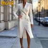 Vestidos Casuais Femininos Outono Inverno Cor Sólida Estampa Gola Polo Manga Longa