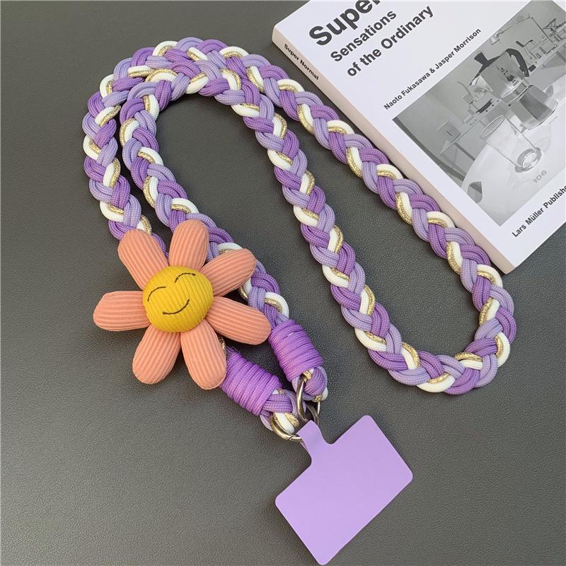 

Mobile Phone Lanyard Cross-body Shoulder Strap Female Long Wind Flower Hand-woven Rope Strong and Durable Outdoor Anti-lost Rope Polyester / Nylon