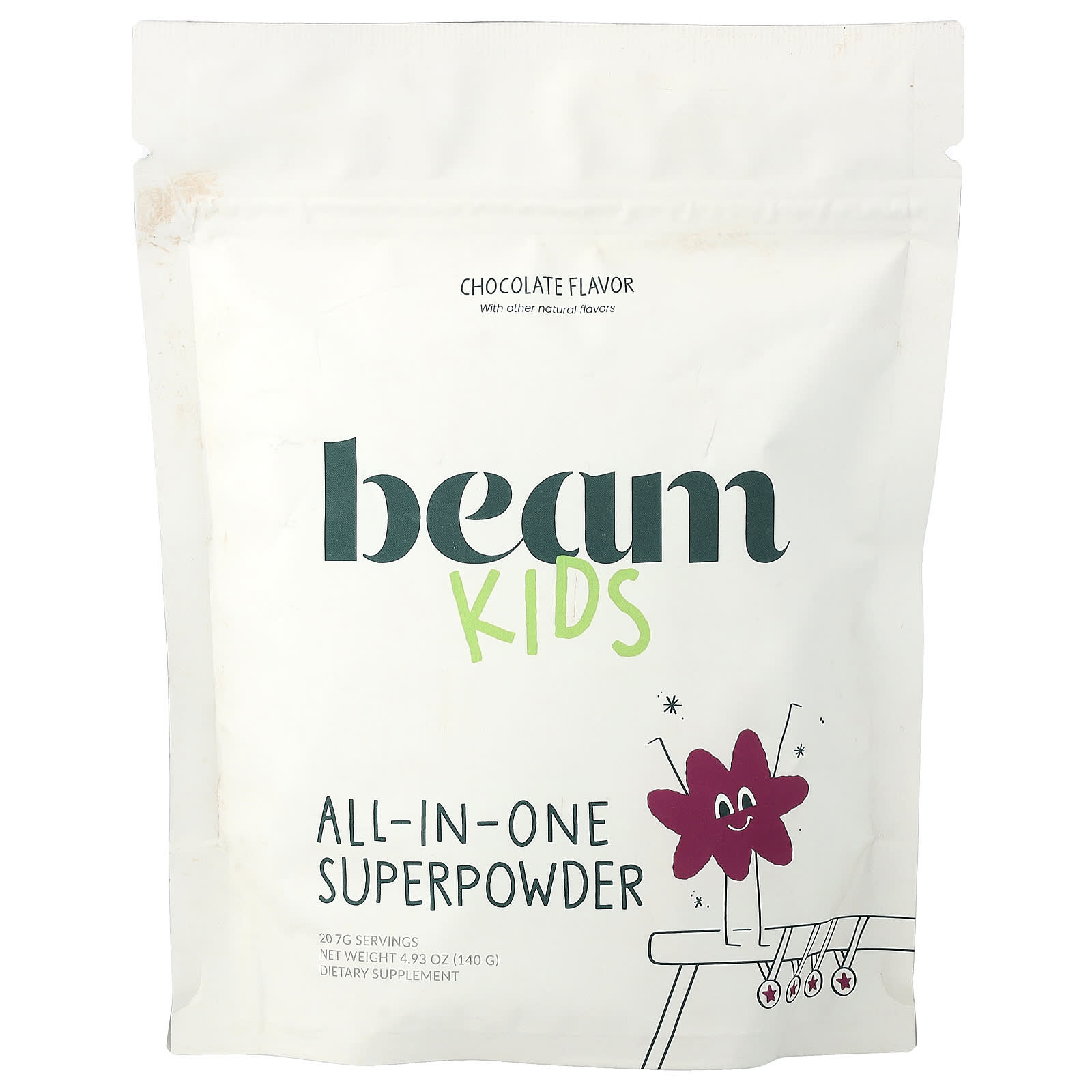

Beam Organics, Суперпорошок «Всё в одном» для детей, Шоколад, 140 г (4,93 унции)