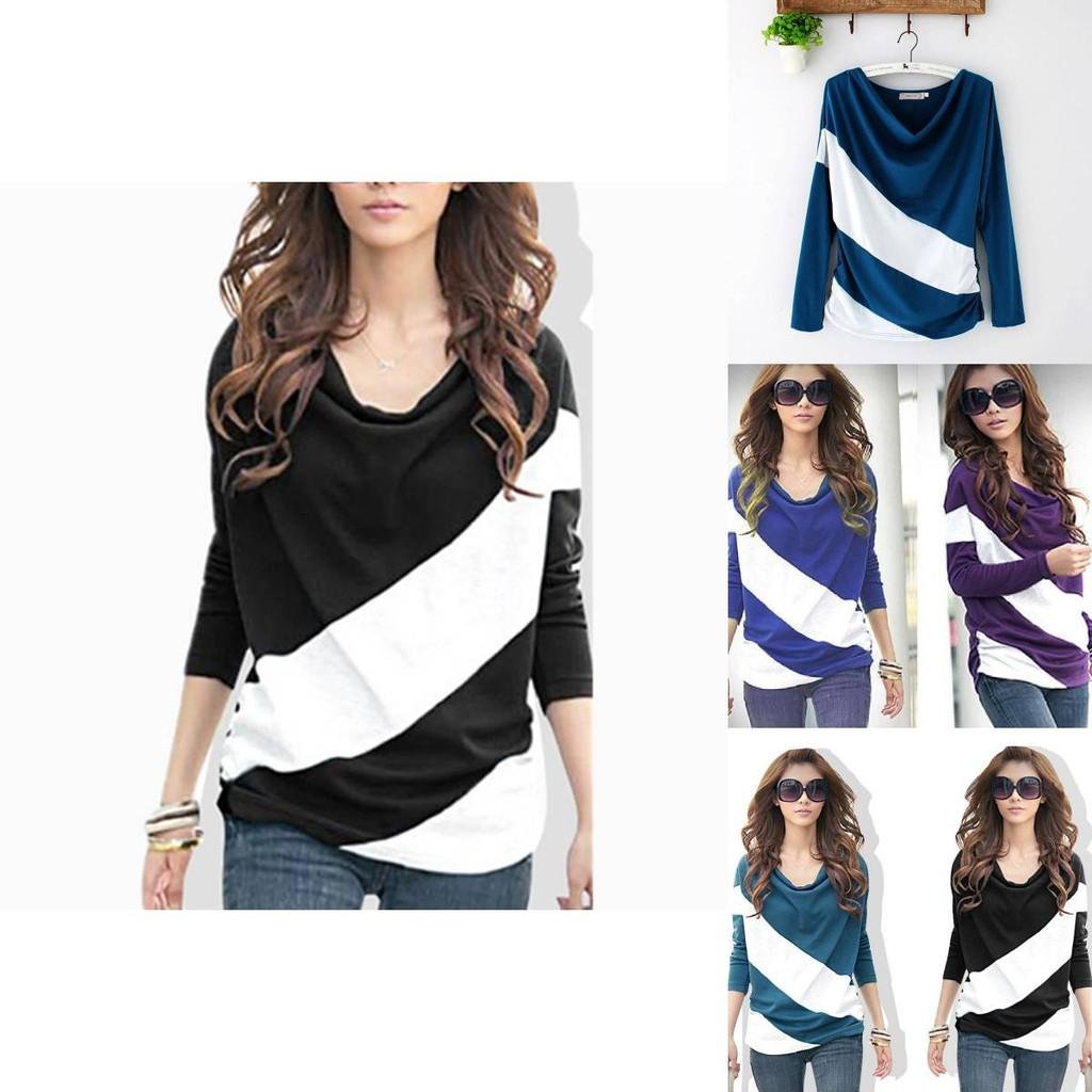 Women's Trendy Soft Batwing Long Sleeve Casual Blouse With Elegant Splicing Design