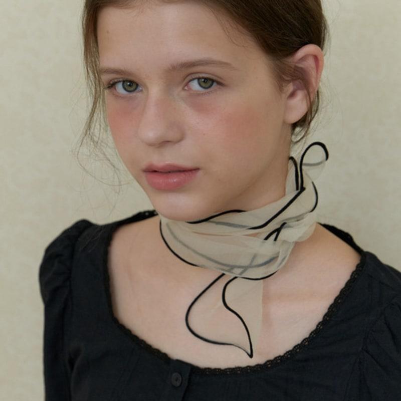 

AMONG A ORGANZA RIBBON SCARF_IVORY IVORY_F