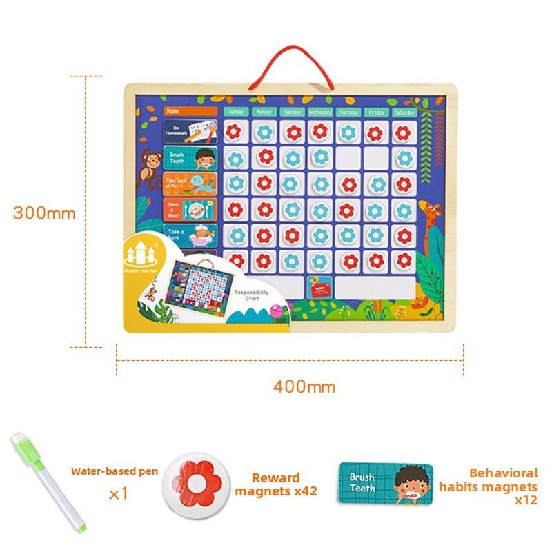 Kids Behavior Wooden Chart With Reward Stickers For Good Habit Encouragement