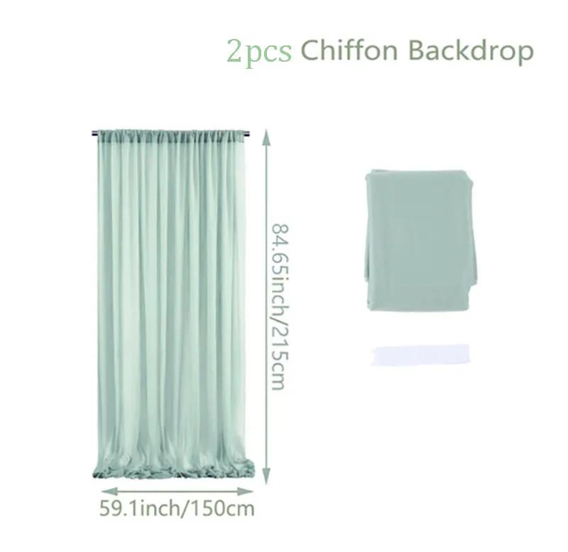 2pcs 5ft x10ft Chiffon Backdrop Curtains, 2 Layer Sheer Fabric Backdrop Drapes Drapes for Bridal Shower Wedding Arch Party Decor