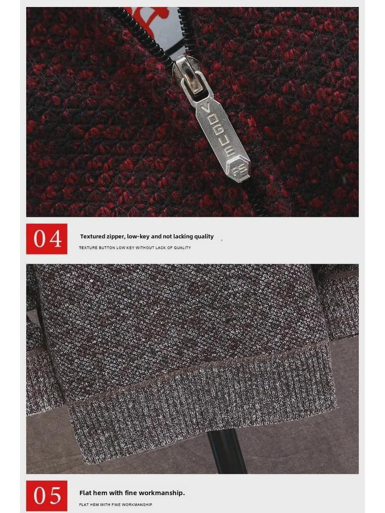 Men's Korean Slim Fit Sweater - Autumn/Winter Knitted Jacket with Thick Velvet