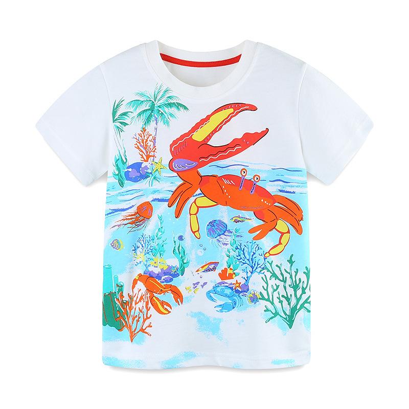 Summer New Boys T-Shirt Cartoon Printed Pullover Round Neck Short Sleeve 100