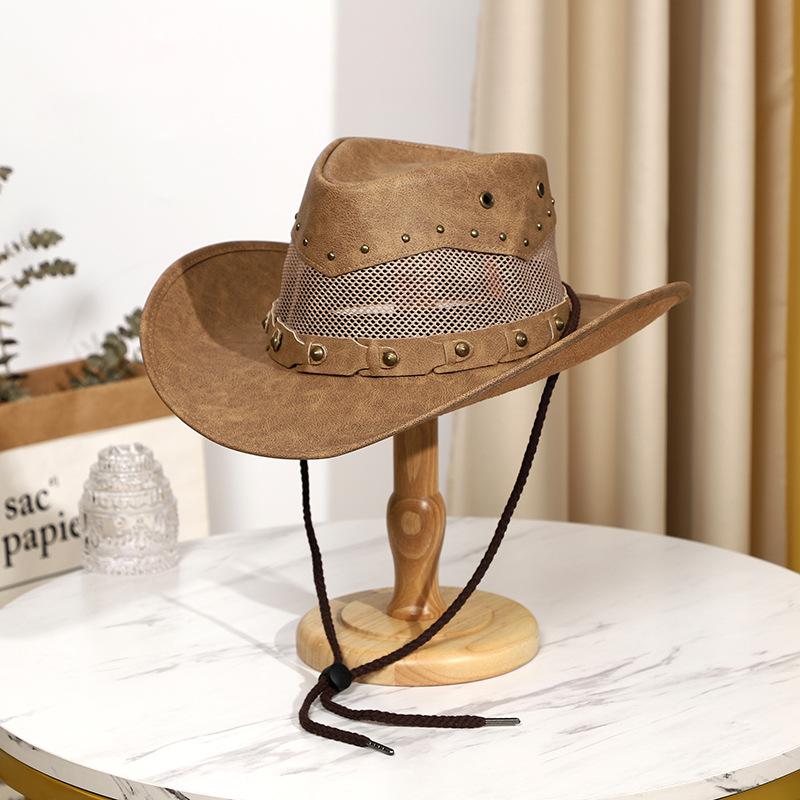 Leather American Western Cowboy Hat Sun Hat Outdoor Prairie Riding Hat Beach