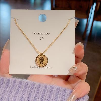 Niche French Avatar Pendant Female, Baroque Titanium Steel Non-fading Necklace Personalized Collarbone Chain