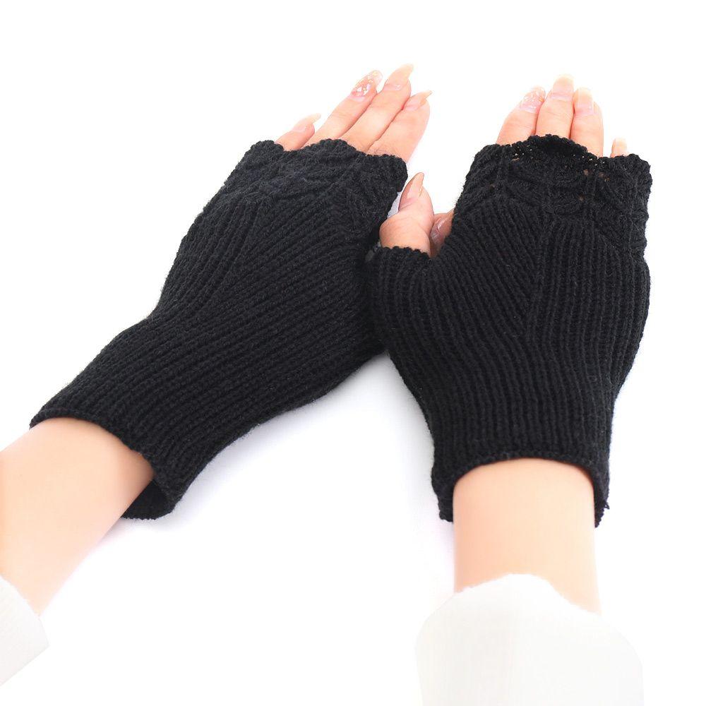 

Зимние эластичные мягкие митенки без пальцев, вязаные перчатки, толстые теплые гетры чёрный