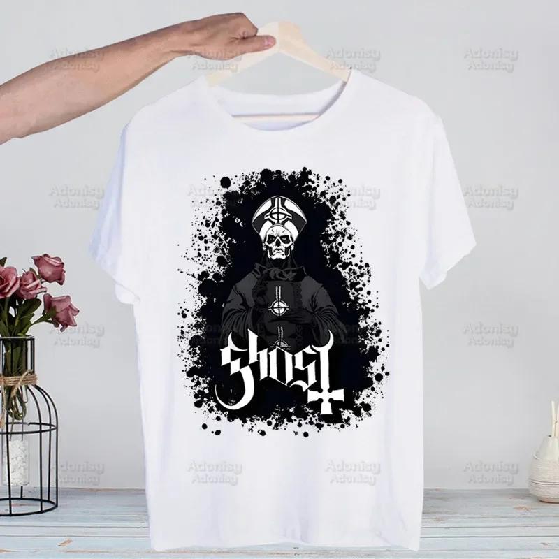 Ghost Band Heavy Metal Music Band Prevalent T Shirts print O-Neck Short Sleeve Regular Mens Heigh Quality Men Hip-Hop t Shirt
