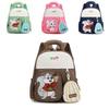 Cartoon Squirrel Pattern Kids Girl Backpack With Oxford Fabric For School Learning