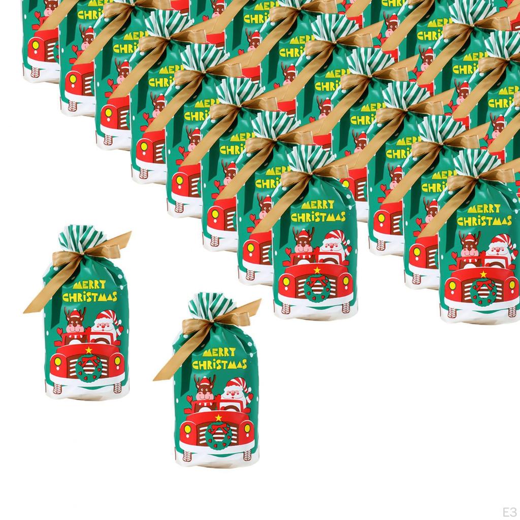 50 Pieces Gift Bags Candy Christmas Present for Gifts with Ribbon Xmas Holiday Cookie