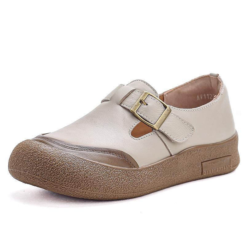 

Последние мокасины из натуральной кожи с пряжкой, женские лоферы на липучке, широкая посадка, мокасины, женские лоскутные туфли с вырезами, обувь для вождения для мамы 35 бежевый