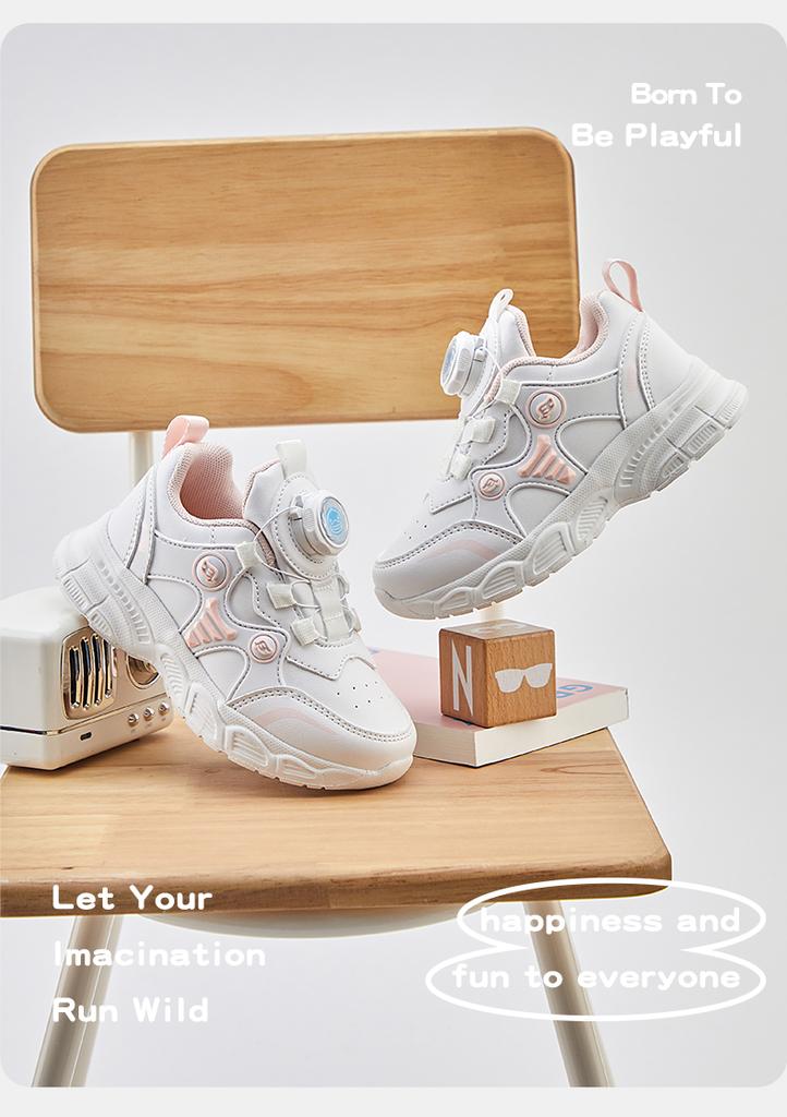 B. DUCK Little Yellow Duck Big Children's Casual Girls' Spring and Autumn White Fashion Sports Shoes