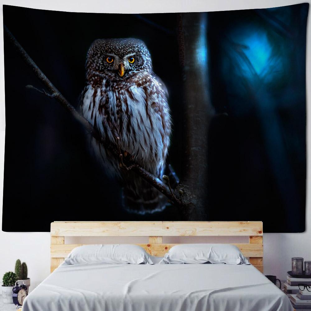 Owl tapestry printed wall hanging psychedelic bohemian hippie witchcraft home background fabric Kawaii art decoration