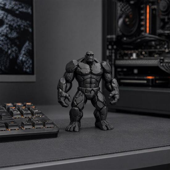 3D Printed Stone Gorilla Statue, Rock Muscle Figure with Heavy Base, Creative Desk Decor, Home Office Ornament, Unique Gift for Men Boys