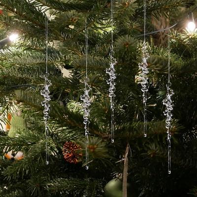 5 Stück Acryl Weihnachts-Eisanhänger Simulierter Transparenter Frost-Eiszapfen-Anhänger mit Aufhängeseil Weihnachts-Eiszapfen-Ornamente