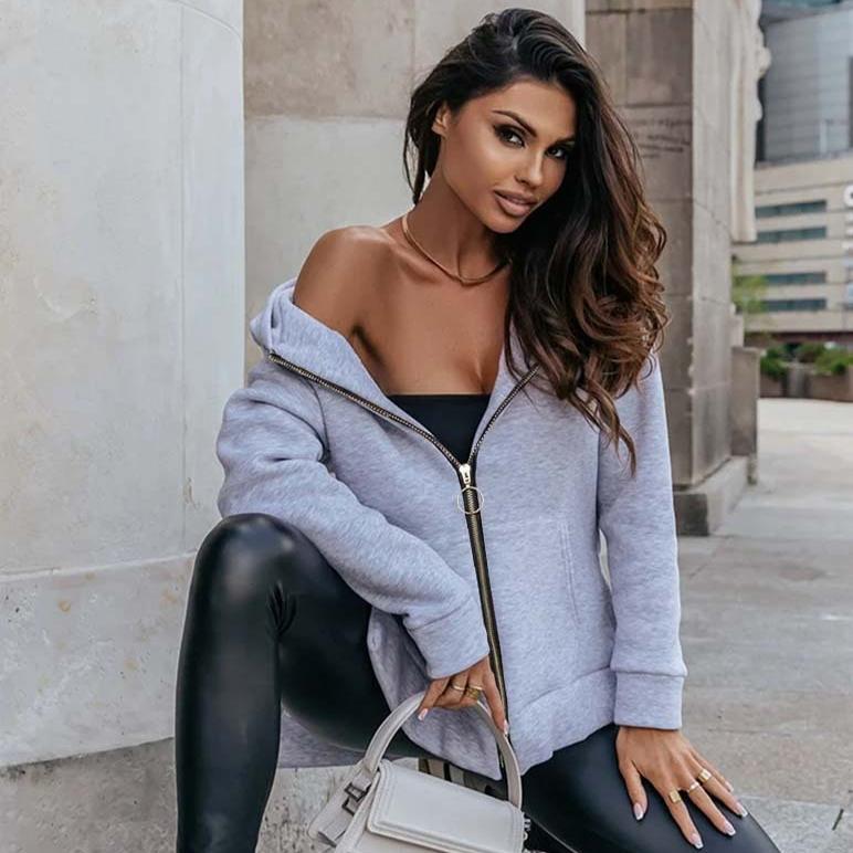 Autumn Winter Casual Oversized Women's Cardigan Hooded Sweatshirt Irregular Zipper Y2k Hoodie Harajuku Solid Goth Women Hoodies