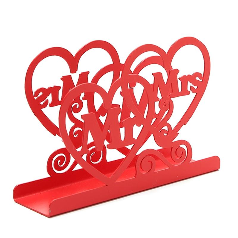 Heart Shaped 3D Tissue Holder Napkin Clamp Dispenser Stand Hollow Ornament