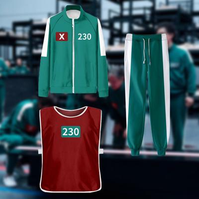 3 Pcs/Set Korean Game Cosplay Costume Sweatshirt Jacket Pants Vest Set Squid Series Outfit Casual Tracksuit for Women Men