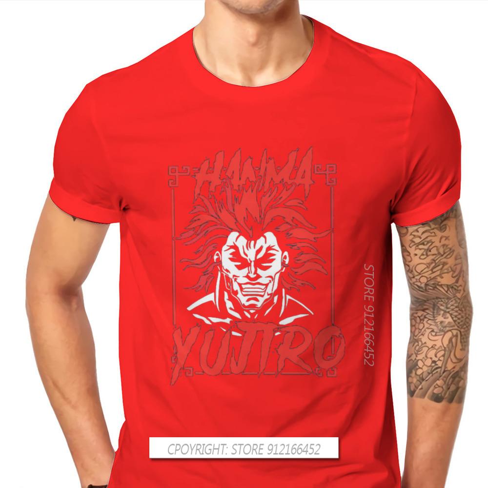 Red Badass Fashion TShirts Grappler Baki Hanma Yujiro Dou Manga Men Style Fabric Streetwear T Shirt O Neck Oversize