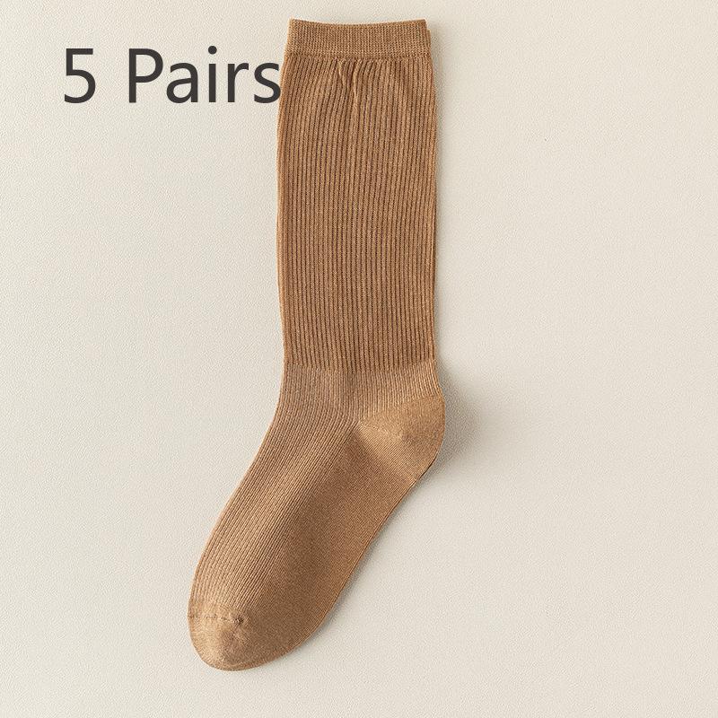 

5 пар женских весенне-летних ультратонких удлиненных дышащих хлопковых носков-труб 5 Pairs хаки