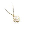Natural Pearl & Cat's Eye Four-Leaf Clover Necklace - Rotating Titanium Steel Clavicle Chain for Women