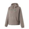 Li Ning Fitness Series Fleece Lined Warm Letter Hoodie Long Sleeve Sweatshirt Women Sweatshirt Tree-Gray Brown AWDU554-7