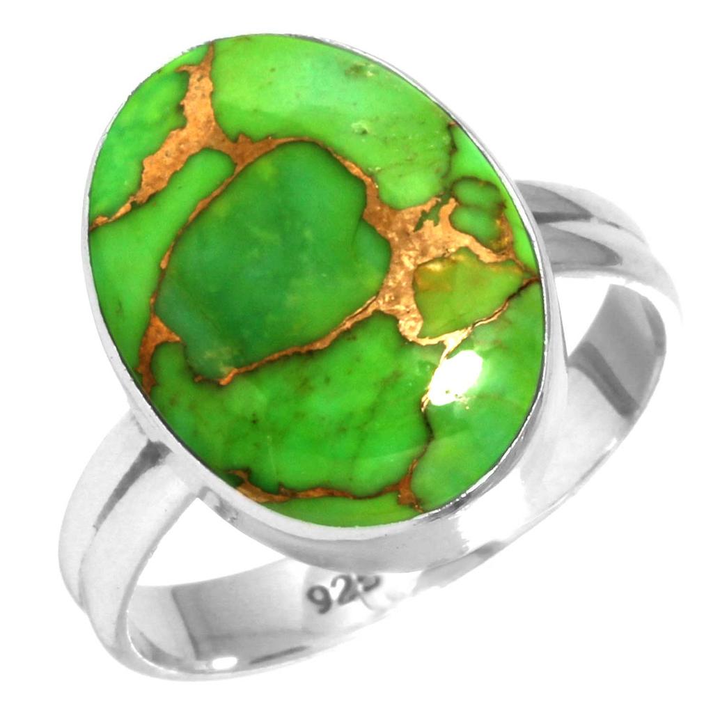 925 Sterling Silver Ring Women Gemstone Handmade Jewelry Friendship Day Gift Blue Green Purple Copper Turquoise Pearl Lapis Mother Of Pearl Cocktail