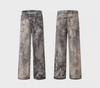 2024 Unisex High-Waisted Wide-Leg Inkjet Dyed Distressed Jeans