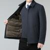Chaqueta de cachemira de invierno para hombre, gruesa, para mediana edad, con forro de plumón, abrigo de lana, conjunto de dos piezas, solapa, abrigo cálido