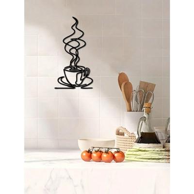 Fashion Metal Coffee Cup Wall Art - Simple And Design, Perfect Gift For Coffee Lovers, Waterproof Kitchen And Coffee Bar Decoration